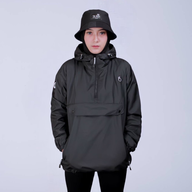 The Bojiel Jaket Cougle Jaket Parasut Jaket Pria Jaket Outdoor Full Black