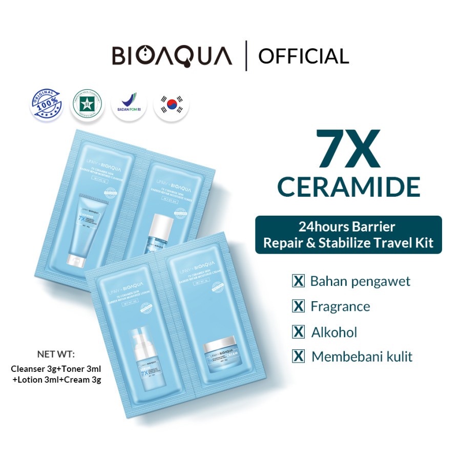 ✨ AKU MURAH ✨ BIOAQUA 7X Ceramide Skin Barrier Repair Moisturizer Travel Kit Trial Kit SACHET [BPOM]