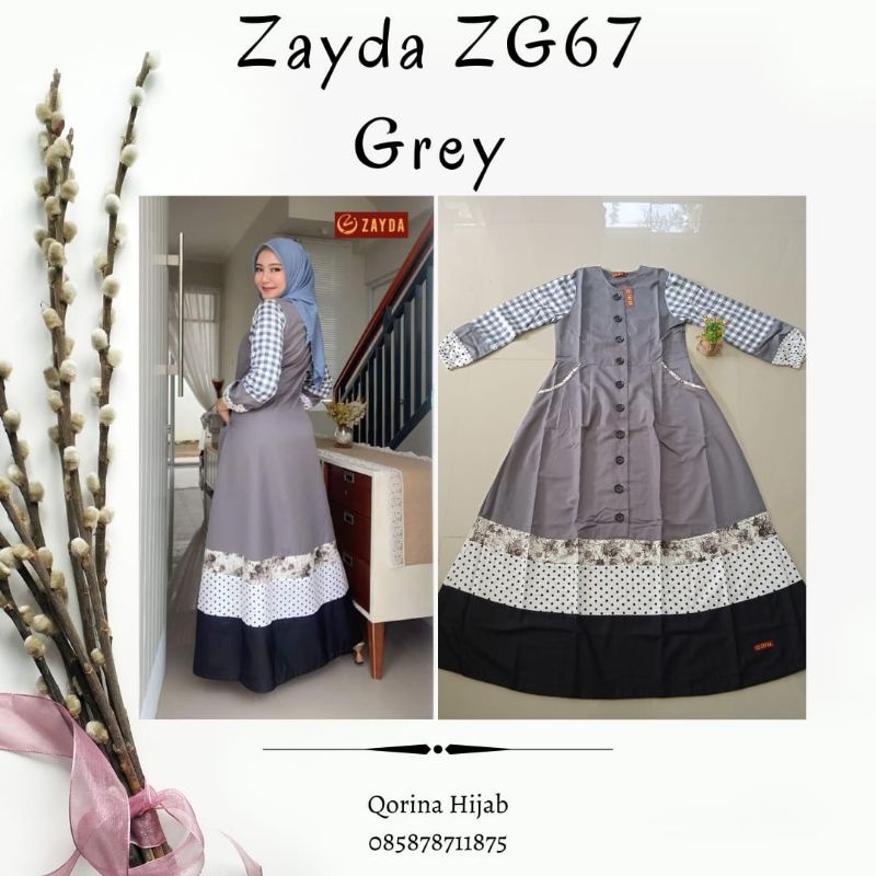 Gamis Zayda / Zayda terbaru / Zayda Zg 67 Grey / Gamis Kekinian