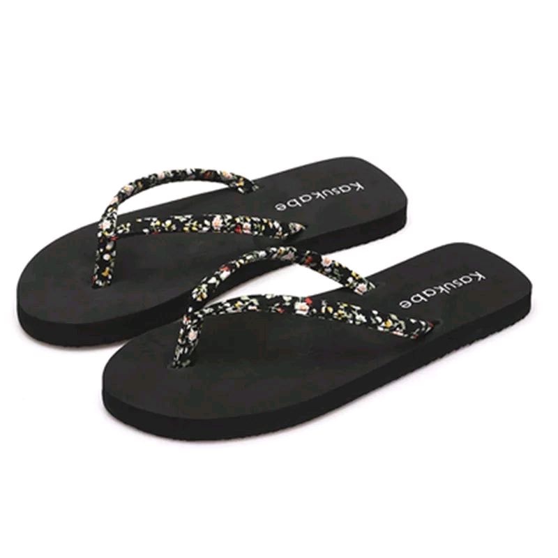 Sandal Jepit flat wanita motif bunga kecil trendy