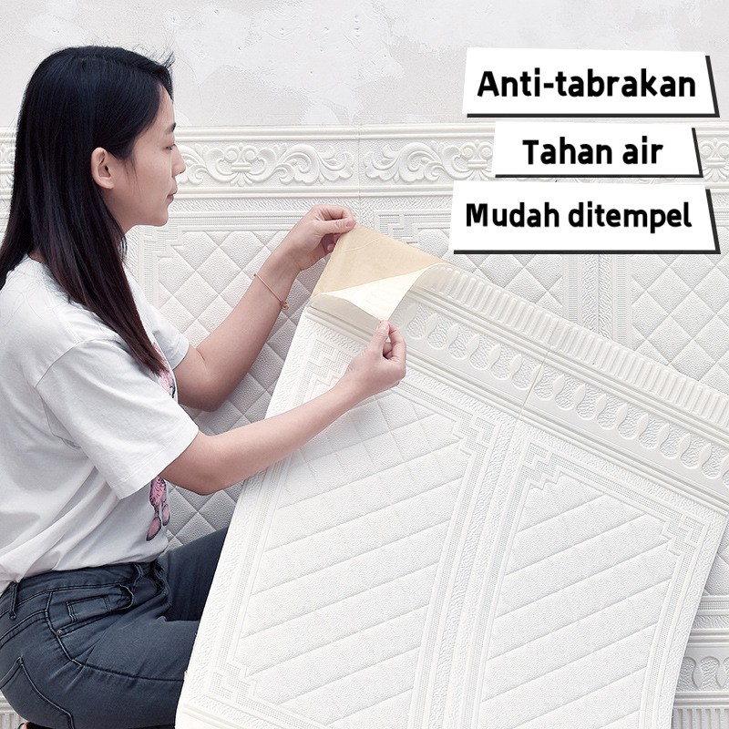 70x90CM Foam Pintu Emboss Wallpaper 3D Foam Motif / Wallfoam Sticker Dinding Kamar / Walpaper Dinding Bata