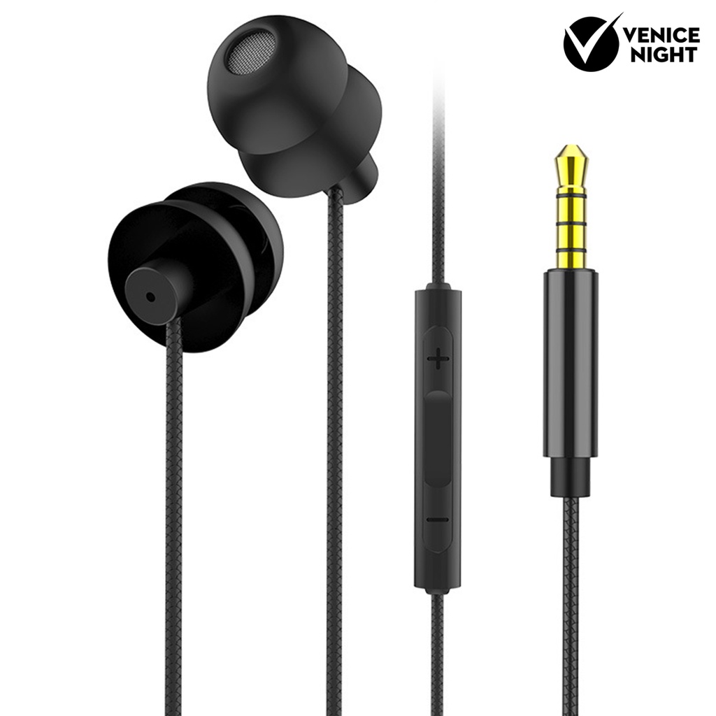 (VNEP) (Berkabel) Headphone In-ear Pengisolasi Kebisingan Silikon Ultra-ringan Earbud Tidur dengan Mikrofon