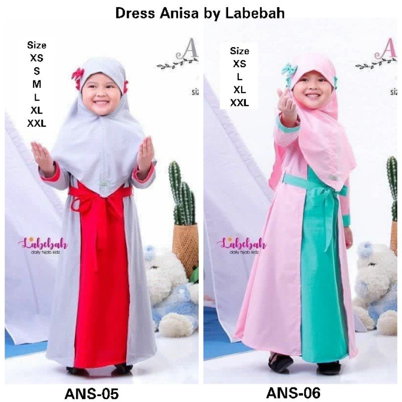 Dress Anisa Kids 1 Set Gamis Pesta Anak Syari Cantik by Labebah