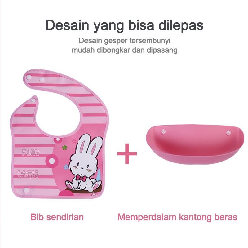 BIB TATAKAN / SLABBER SILIKON PLASTIK / CELEMEK TATAKAN MAKAN BAYI ANTI AIR / SLABBER TATAKAN SILIKON BAYI (BIC)