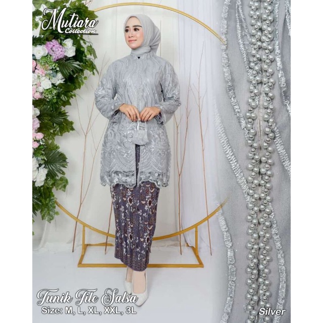 Setelan kebaya tulle bordir//kebaya Tunik busui//kebaya tulle//kebaya pesta modern