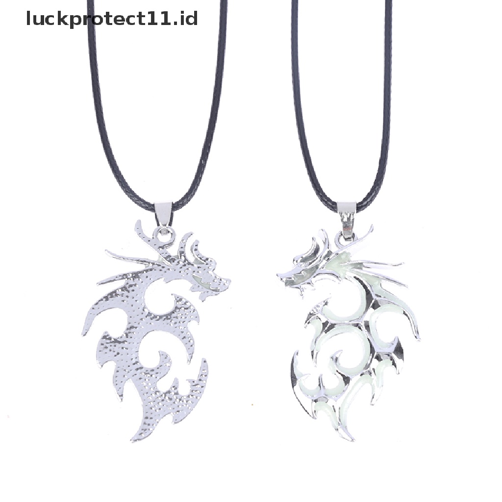 Kalung Desain Naga Warna Silver Fluorescence Bercahaya Untuk Pesta