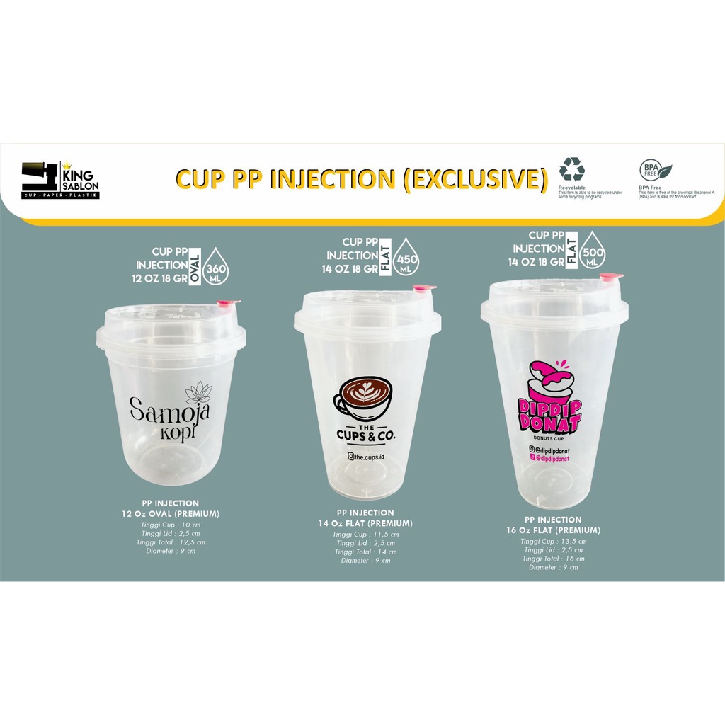 Jual Sablon Cup Pp Injection 12 14 16 Oz Flat Oval Cup Reusable Sippy Cup Inject Shopee Indonesia 3936