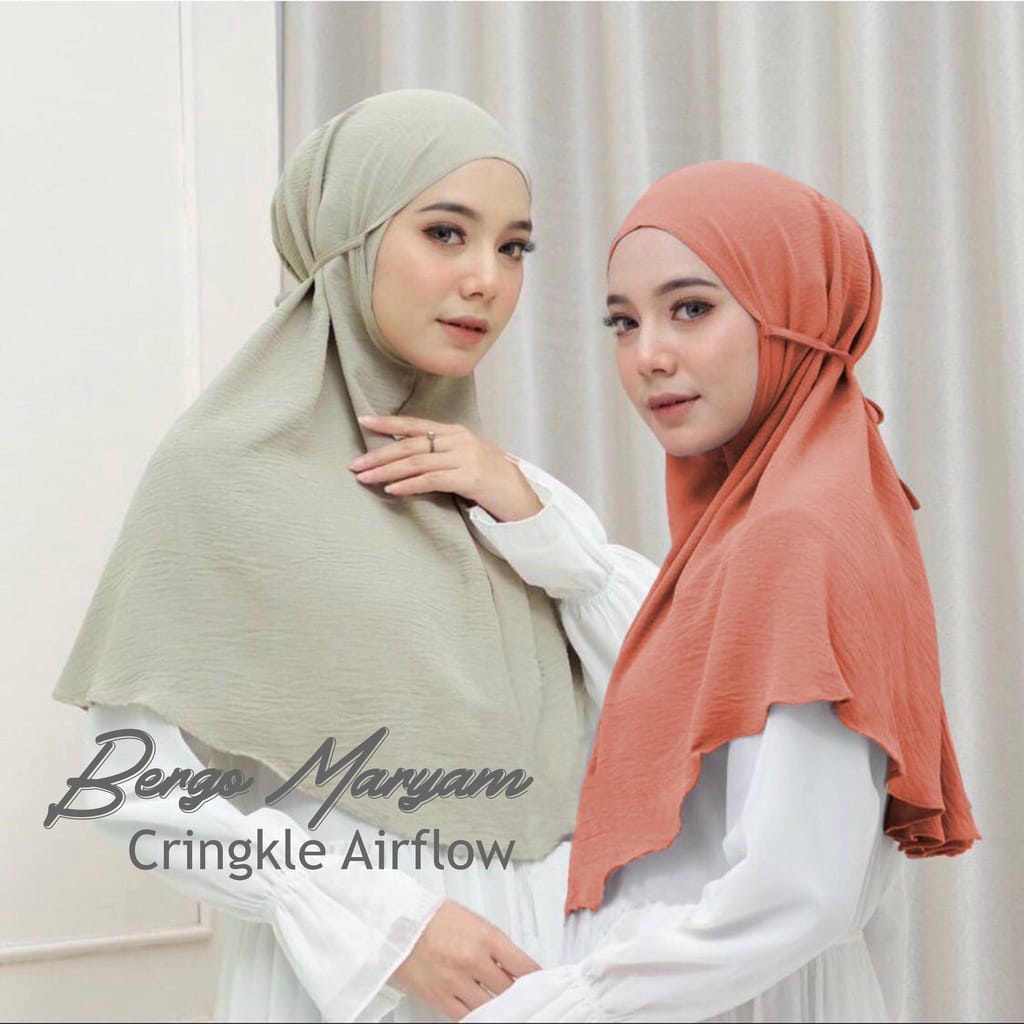 Jilbab Instan Bergo Maryam Crinkle Airflow Premium Hijab Crinkle Size Standar