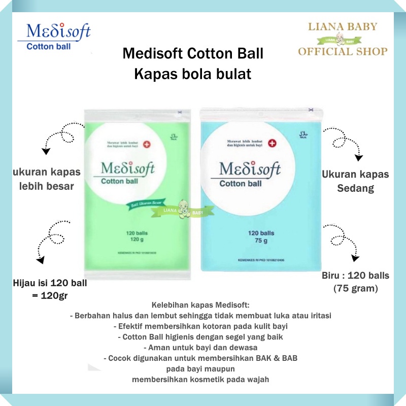 PERA522 KAPAS SELECTION KAPAS KECANTIKAN KAPAS WAJAH / MEDISOFT KAPAS BOLA isi 120 blue 75gr/ green 120gr