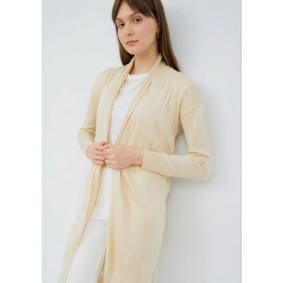 Cardigan wanita executive knitted long cardigan cream