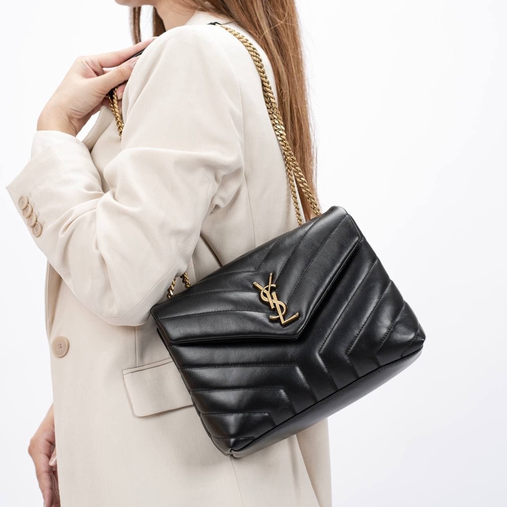 YSL Loulou Shoulder Bag Quilted Leather Black GHW - Small (25x17x9)