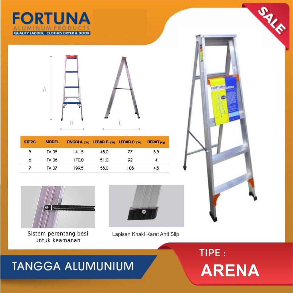 Fortuna Arena TA 05 Tangga Lipat Aluminium Tangga Manten 1.4 meter TA05