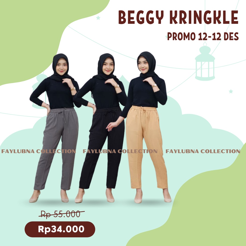 BAGGY PANTS KRINGKLE PREMIUM / BAGGY KRINGKLE JUMBO / PANTS BIG SIZE / CELANA PANJANG WANITA / BAGGY JUMBO