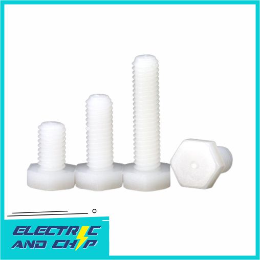 M10 x 30 Drat 1.5 Nylon Plastic Bolt Hexagonal Baut Plastik Nilon