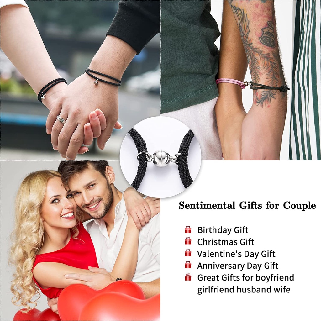 T&amp;Y Gelang Couple Tali Magnet Attract Gelang Persahabatan Lucu Aneka Warna Bracelet Pasangan Wanita Pria