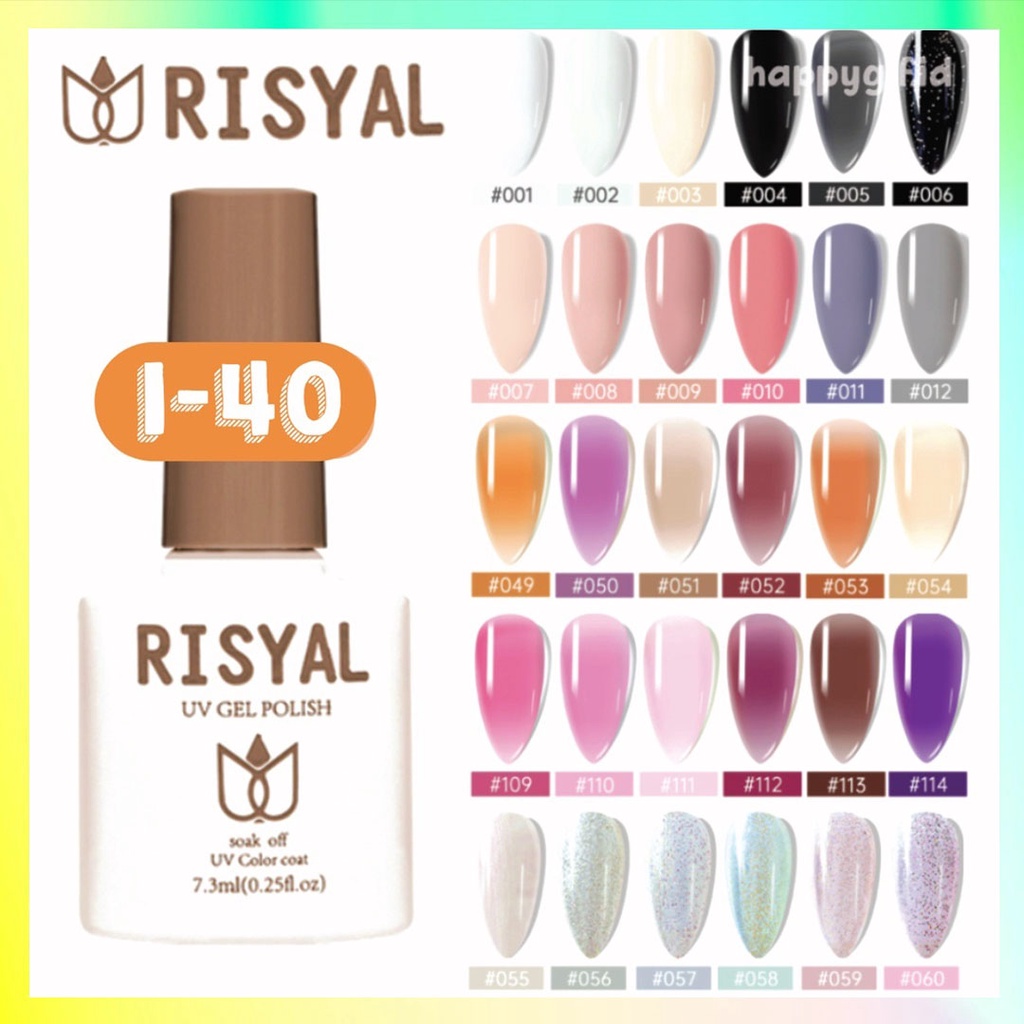 (1-40) RISYAL Kutek Color Nail Gel  Halal UV Polish 7.5 ml Cat Kuku KU036