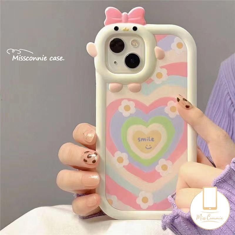 3d Bow-knot-Simpul Little Monster Lensa Soft Case Realme C15 C35 C33 9 8I 9Pro+C25Y C31 C11 C30 C21 C25 C21Y C25s C2 C3 C17 7 8 9i 7i 5i 6i 5 5s Lembut TPU Gradasi Love Hati Bunga Sarung Cover Sarung