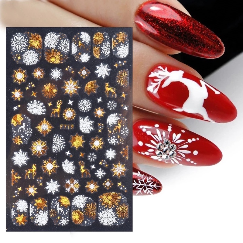 Stiker Kuku transfer Air Desain Snowflake Natal Untuk Dekorasi Nail Art