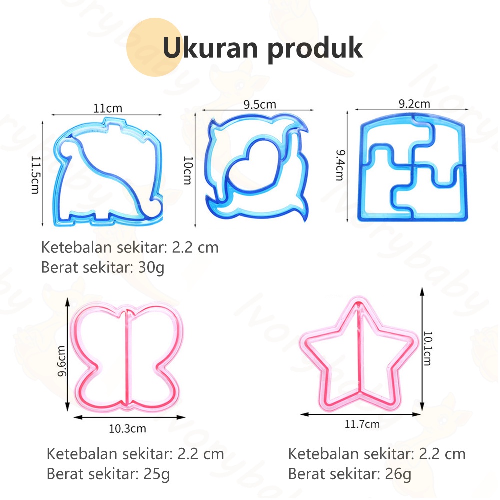 Ivorybaby Cetakan pemotong roti tawar kartun Sandwich cutter Cetakan pemotong roti bentuk ikan