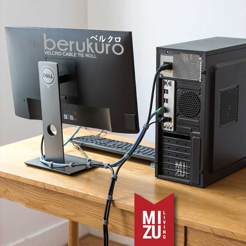 MIZU BERUKURO 5m Velcro Cable Tie Roll Penggulung Pengikat Perekat Kabel Holder Velcro Strap Cable Organizer HOME ORGANIZER