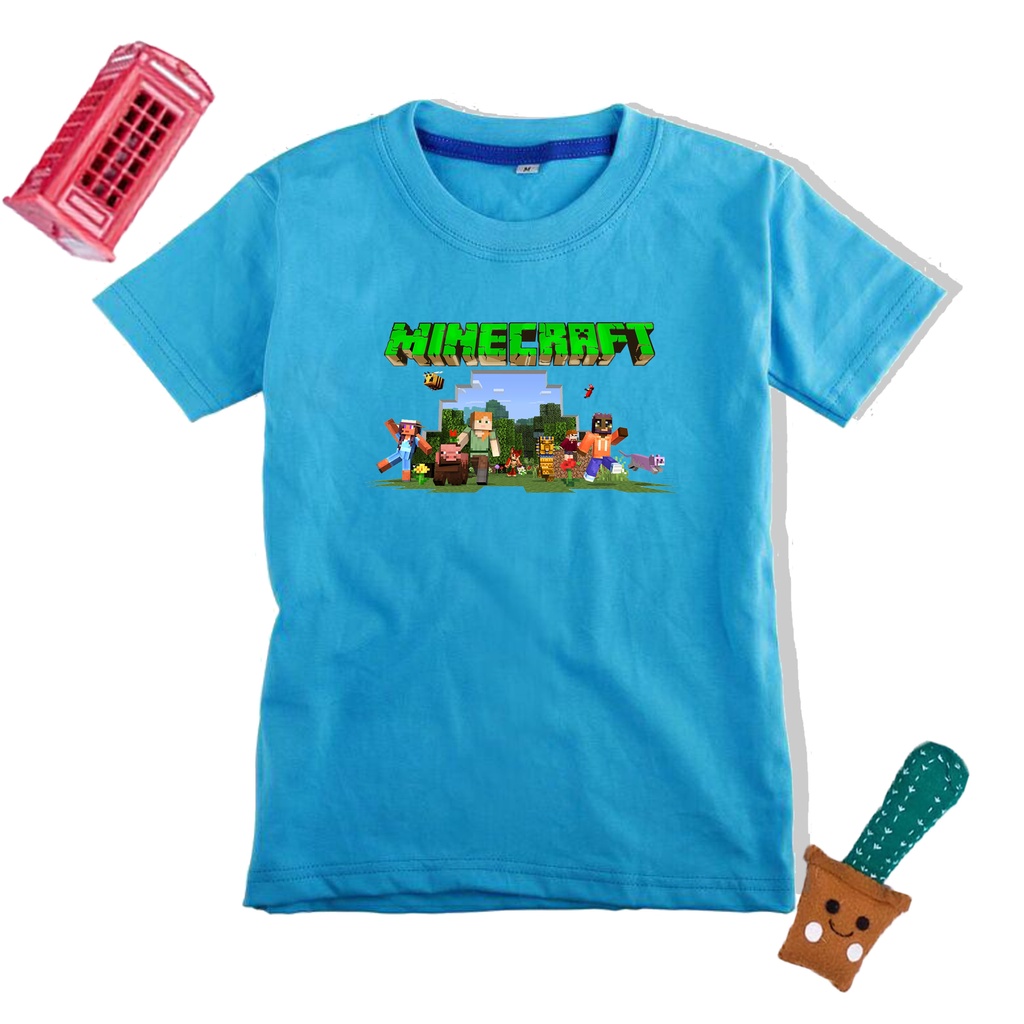 PVJ - Tshirt Anak Karakter Game Mine Craft Kaos Anak Laki laki Dan Perempuan