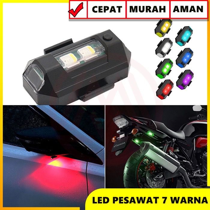 LAMPU LED KEDIP PESAWAT RGB  LED AIRCRAFT PLANE 7 WARNA USB MOBIL MOTOR BANYAK MODE