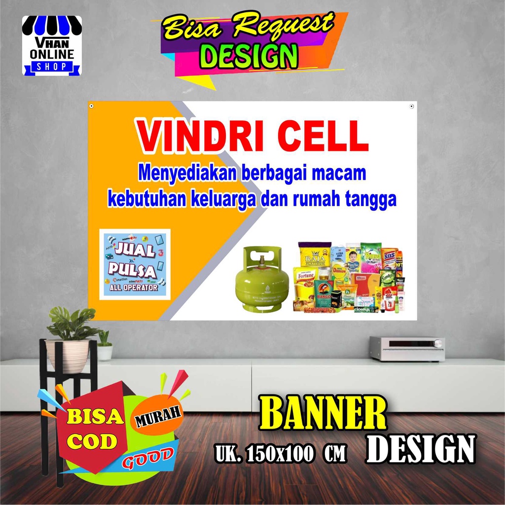 Spanduk Banner MMT Jualan Sembako dan Jualan Pulsa Keren, Murah