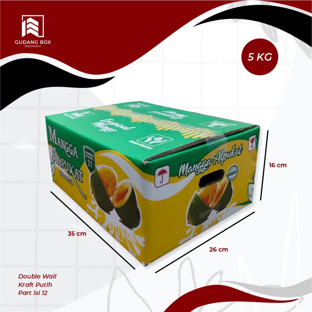 

Box Mangga Alpukat isi 12 buah (5 KG) + Skat Kardus/Kardusmangga/Manggaklonal/Manggaalpukat/Karduspolos