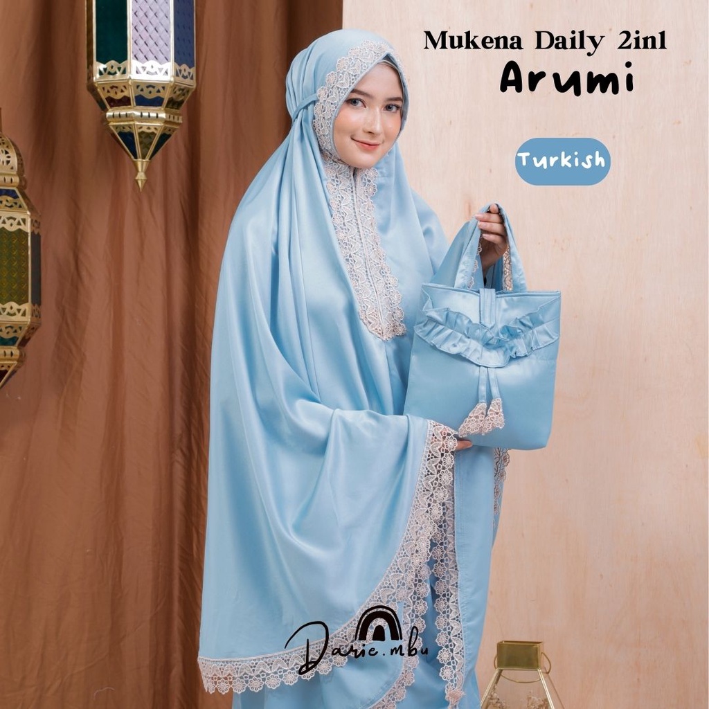 Mukena Dewasa 2in1 Sutra Velvet  Arumi Series dengan Renda Mewah dan Tas cantik