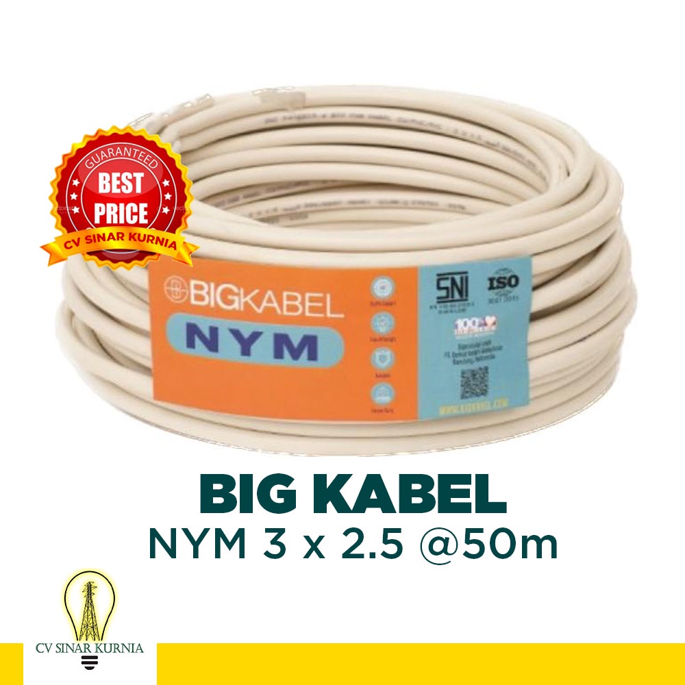 Kabel Listrik BIGKABEL NYM 3x2.5 3x2,5 3 x 2.5 3 x 2,5 roll @50m GROSIR