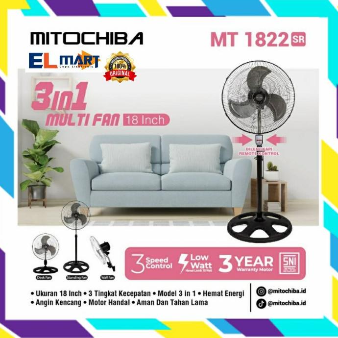 Mitochiba Kipas Angin Besi Tornado 18 inch MT 1822 JR - 1822JR Remote