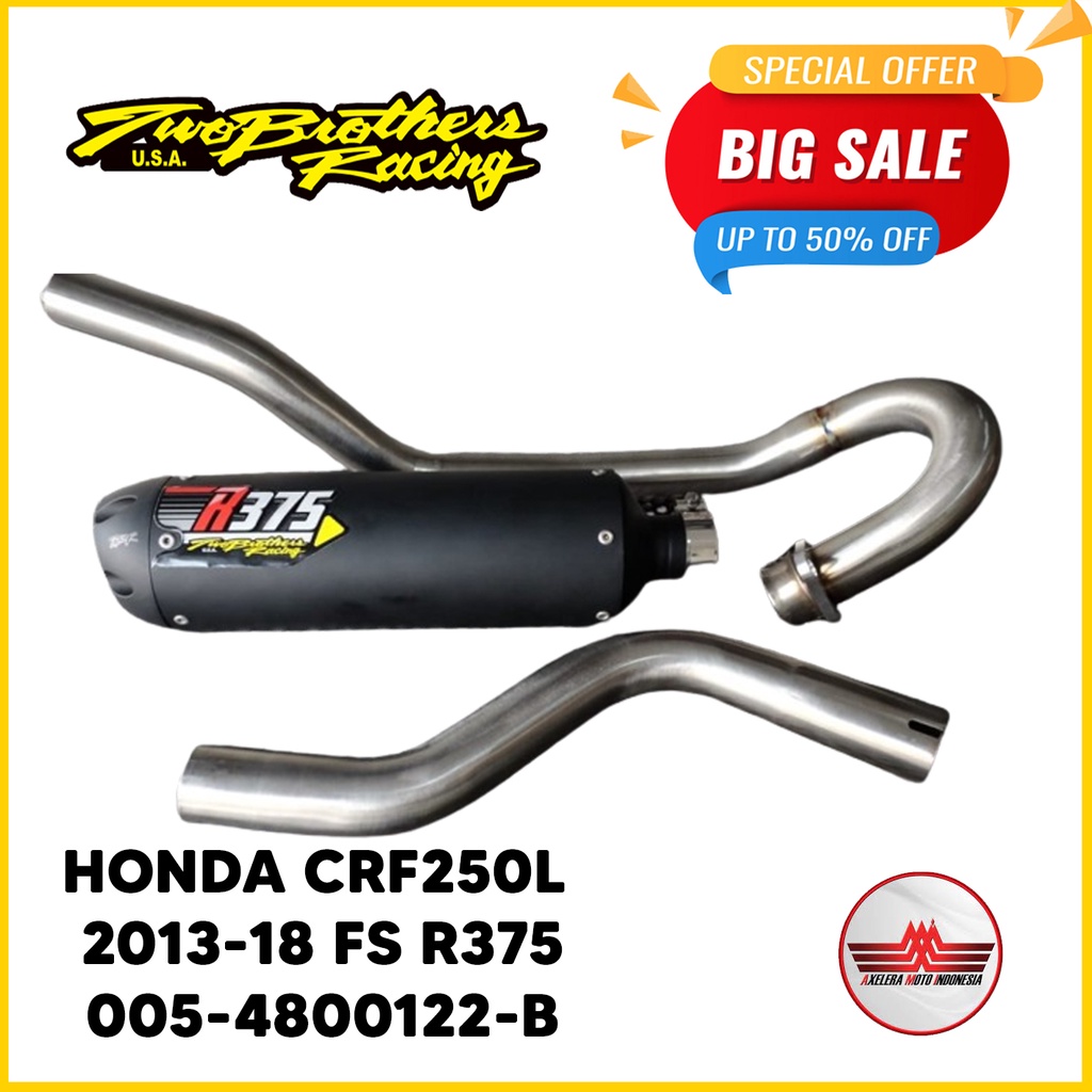 Two Brothers Racing Knalpot Exhaust R375 Slip On Honda CRF 250L 2013-2018 Full Steinless Steel Jamin