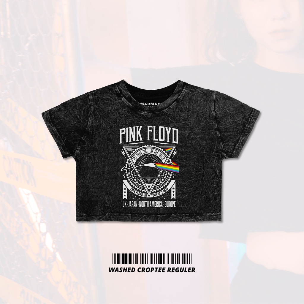 MADMAN Croptee Pink Floyd Premium | Washed Croptop | Kaos Band| Kaos Crop |  Croptop Oversize | Kaos