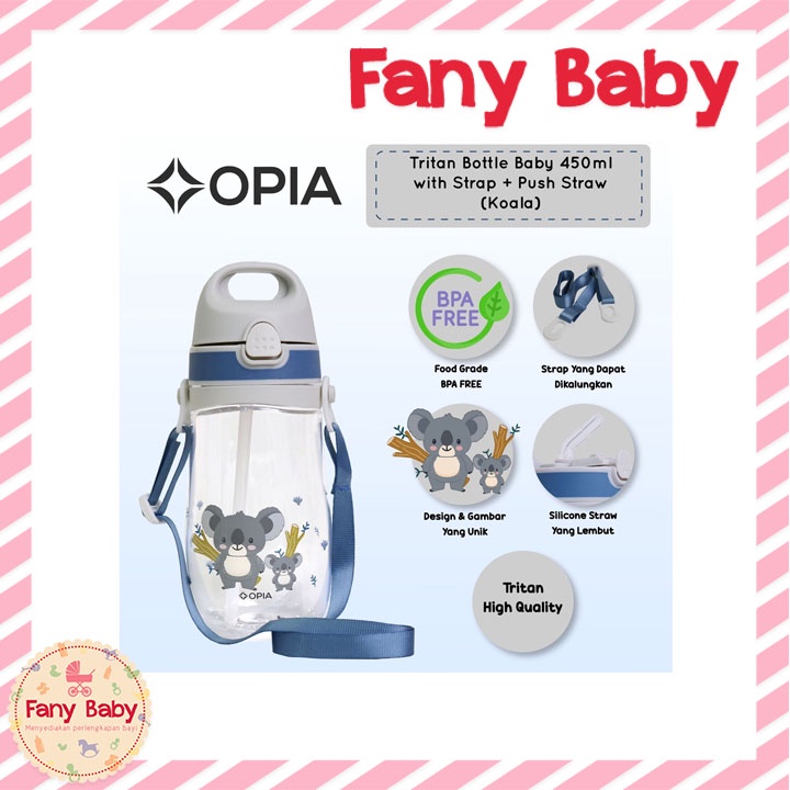 OPIA TRITAN PUSH STRAW STRAP BOTTLE 450ML