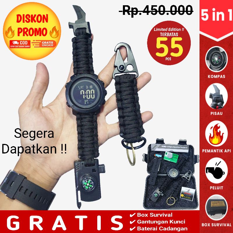 Jam tangan  pria outdoor paracord survival multifungsi ARCORD