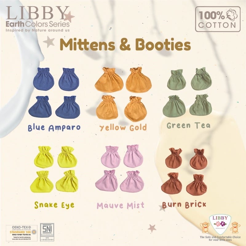 Libby SARUNG TANGAN KAKI Bayi Polos &amp; Motif / Mitten &amp; Booties / STK (1 Pasang/Pack)