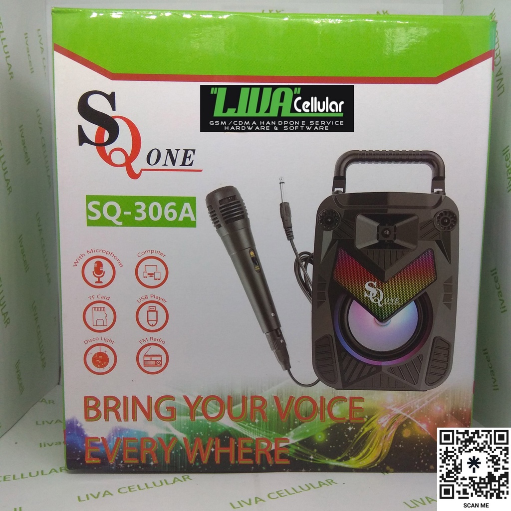 Speaker Bluetooth SQ-One SQ-306A free mic kabel