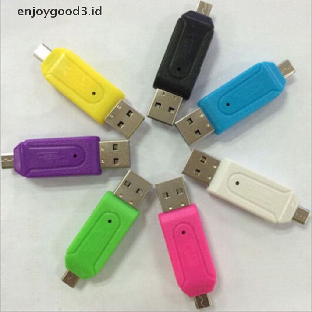 2in1 Adapter Card Reader Micro USB 2.0 OTG SD TF Untuk Android Samsung