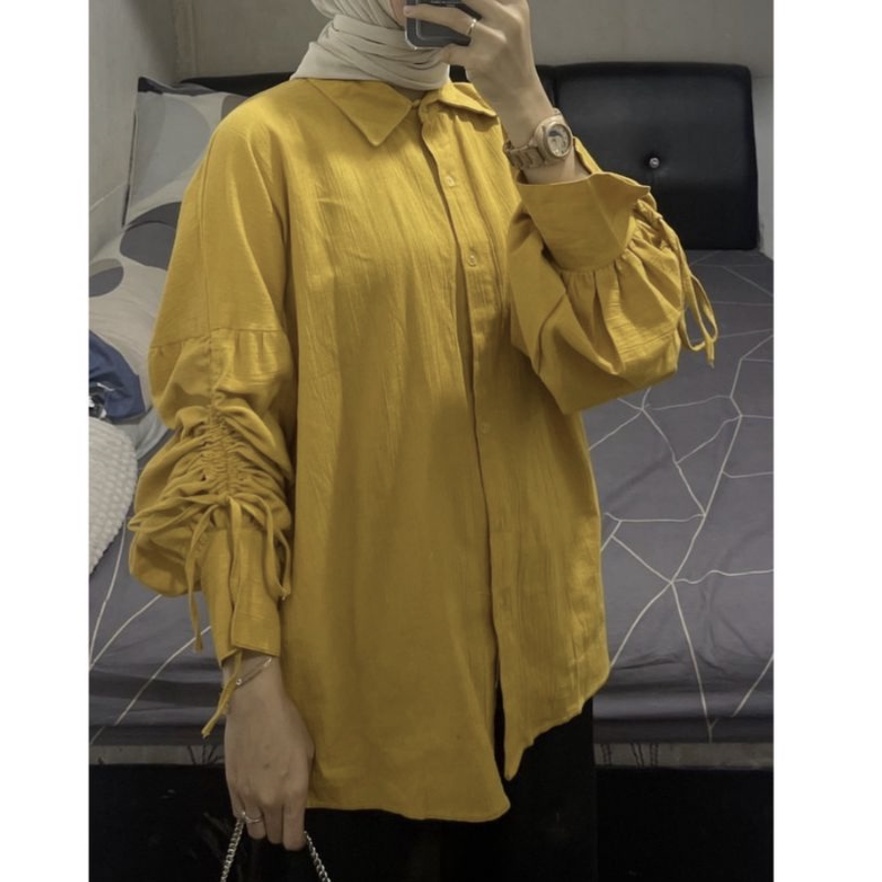 BEFAST - ZFS OOTD Blouse MAYA / LUNAMAYA CRINCLE BLOUSE ATASAN WANITA CRINCLE LENGAN SERUT / Atasan Wanita Lengan Panjang Serut / Blouse Keluaran Terbaru / Pakaian Casual Kerja Wanita / Blouse Polos Termurah / Fashion Kekinian Remaja ABG Trendy