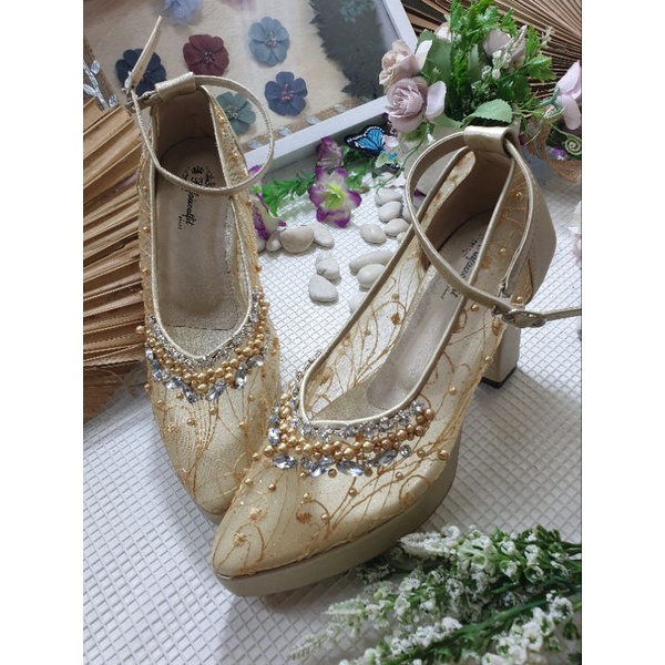 sepatu wanita mersyan gold tali 9cm tahu