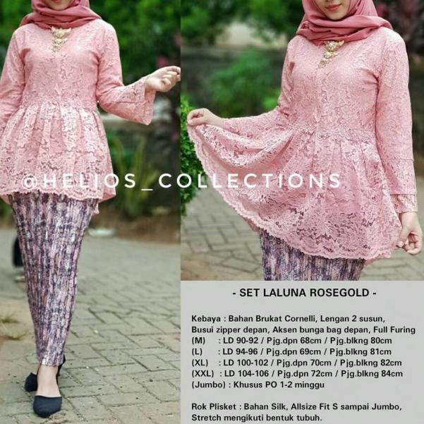 SET KEBAYA LALUNA / KEBAYA MODERN / KEBAYA BROKAT / KEBAYA COUPLE - Merah, M