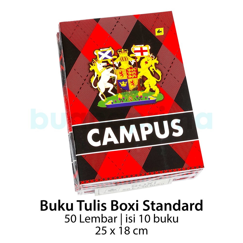 

BUKU TULIS CAMPUS / Buku Tulis Boxi Standard 50 Lembar Campus isi 10 buku 25 x 18 cm Boxy Notebook Sekolah