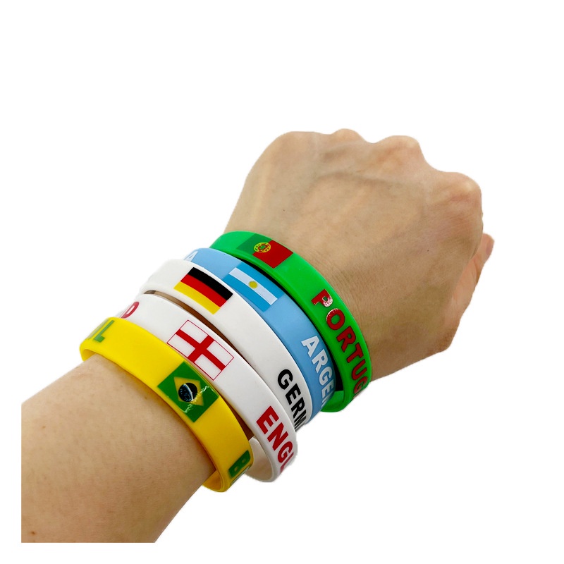 Gelang piala dunia 2022 / Gelang silikon / Gelang Negara / Gelang Motif Bendera / Gelang karet world cup