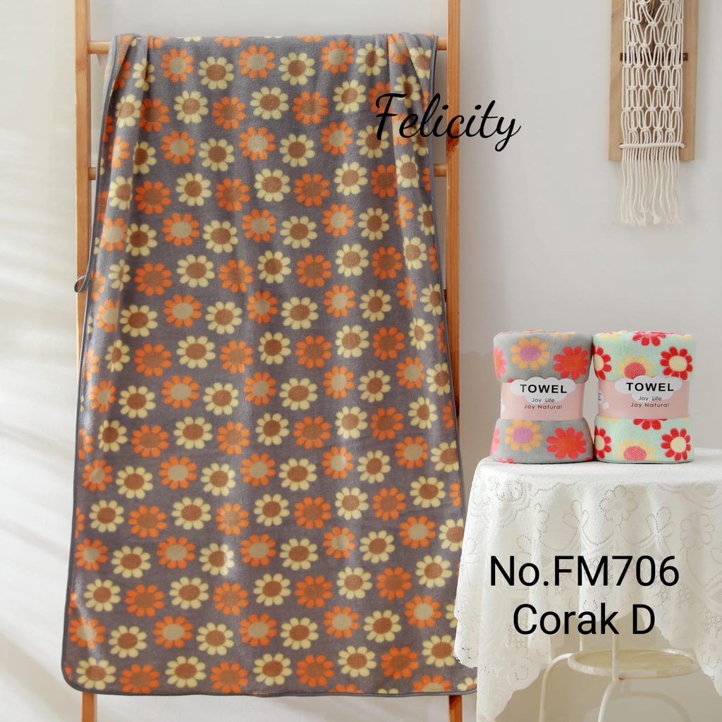 KUP - COD MURAH HANDUK MANDI MICROFIBER MOTIF BUNGA  UKURAN STANDART DEWASA 70 X 140