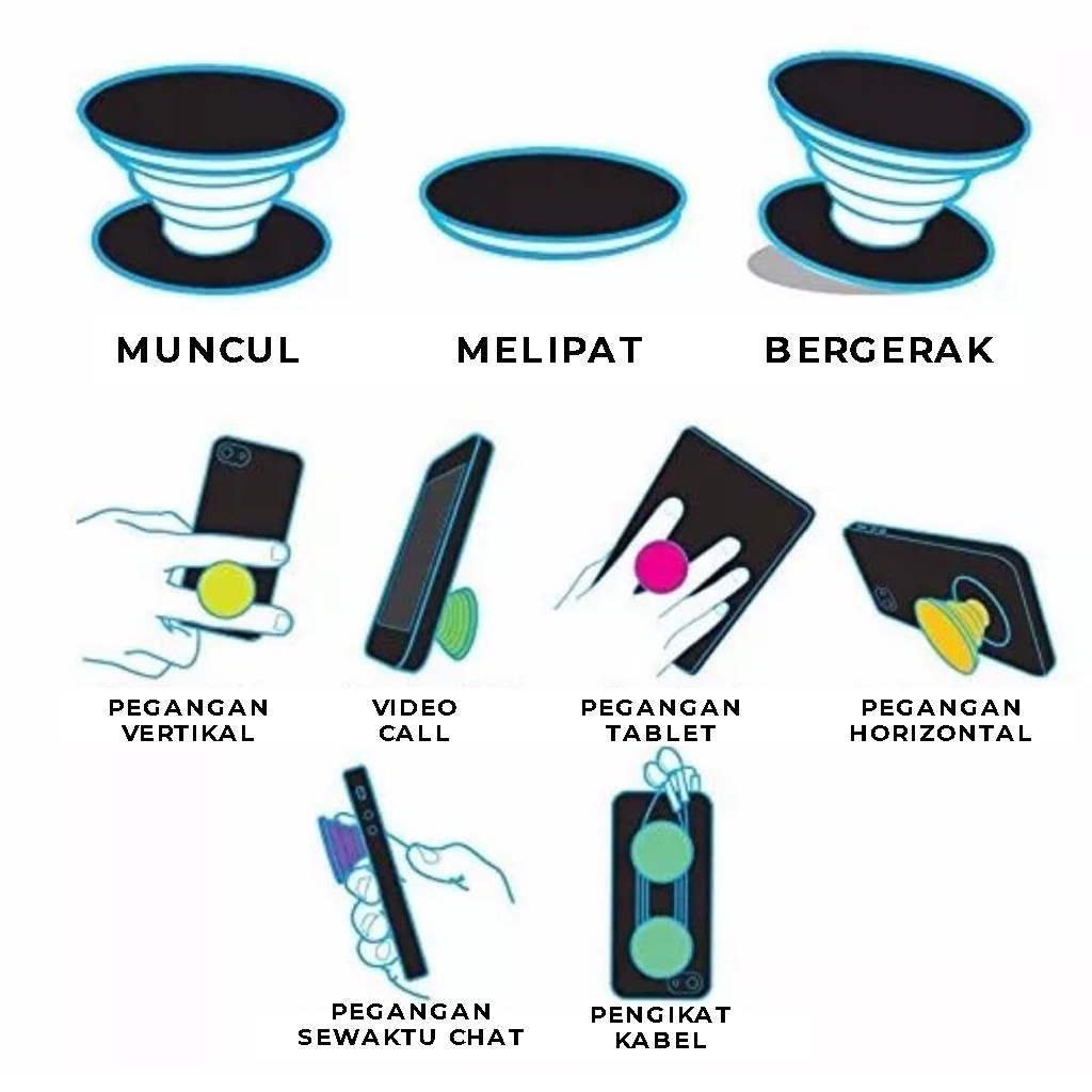 PopSocket Tempelan Hp Polos Phone Grip Penyangga Pegangan belakang handphone PopSoket Hape | GROSIRXPRESS