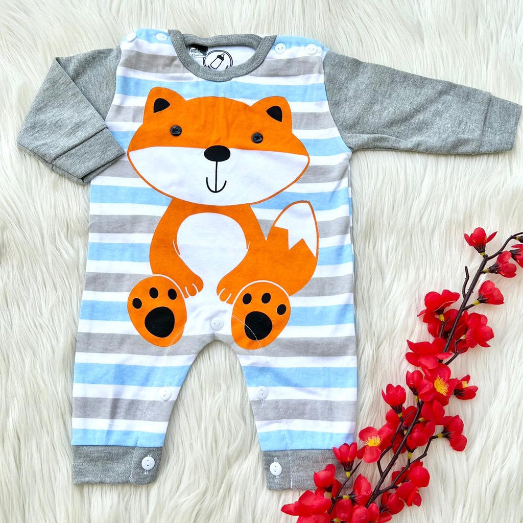 Baju tidur model sleepsuit romper kancing hidup motif lucu baby bayi murah kekinian bestseller -sle