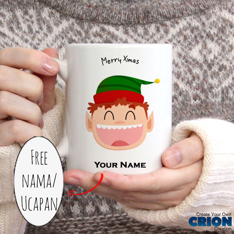 Mug Karakter Natal Christmas Hadiah / Kado / souvenir bisa custom Nama