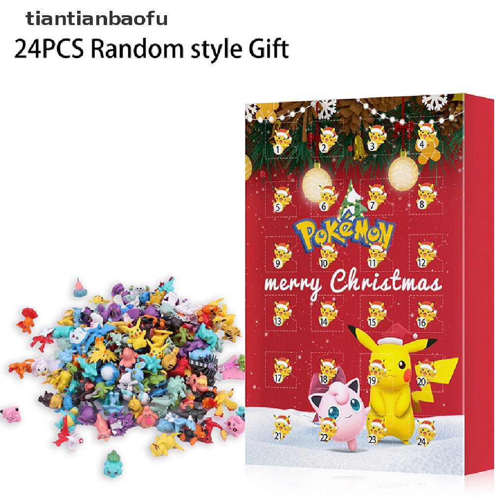 24 PCS Mainan Action Figure Karakter Anime Pokemon Pikachu 2022 Advent Kalender Dengan Kotak Untuk Hadiah Anak