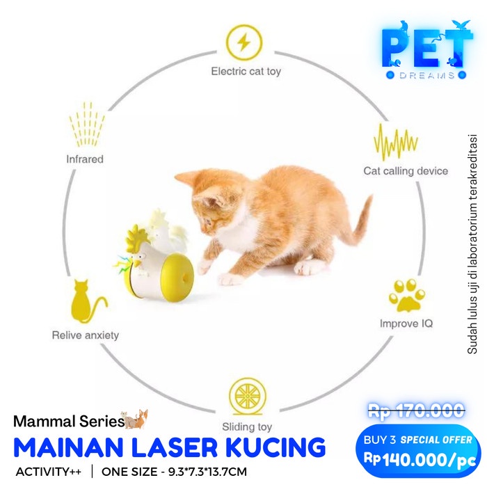 MAINAN LASER KUCING GERAK OTOMATIS PANCINGAN LED KITTEN CAT TEASER TOY