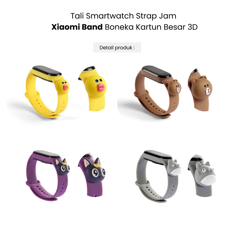 Strap Tali Xiaomi Mi Band 3/4/5/6 Boneka Kartun 3D Xiaomi Band Strap